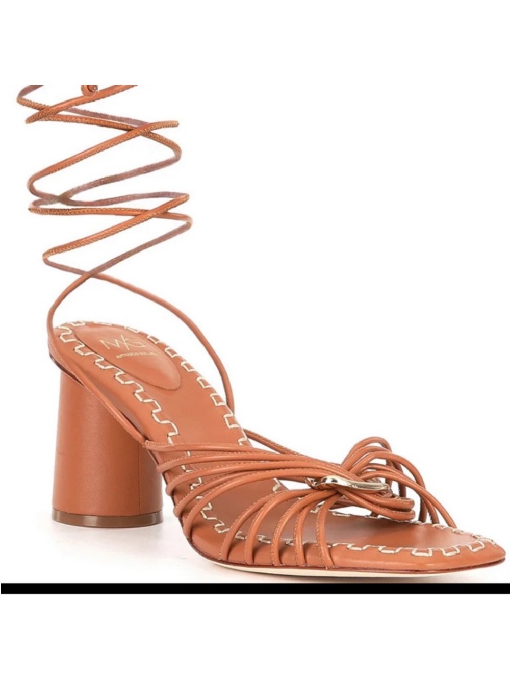 Antonio Melani MG Style Cognac Lace-Up Block Heel Sandals